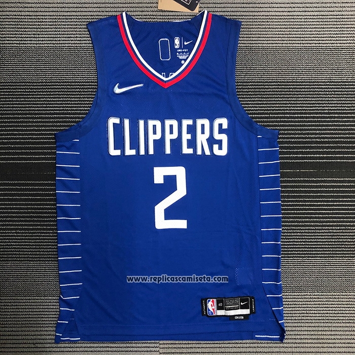 Camiseta Los Angeles Clippers Kawhi Leonard #2 Icon 2020-21 Autentico Azul